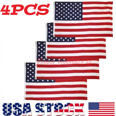 4 PCS US U.S. American USA Flag 3' X 5' FT Polyester Stars Brass 2 Grommets • $9.99