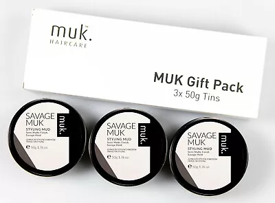 Savage Muk Triple Hair Wax Gift Pack 3x 50g Tins Ultimate Hold Mud (£6.65 Each) • £19.95