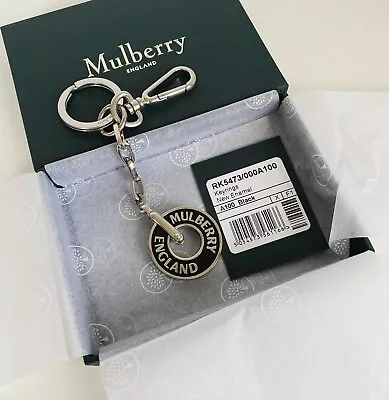 Mulberry Signature Black Enamel Circle Keyring / Bag Charm • £44.99