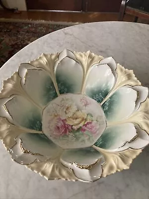 Antique R. S Prussia Sculpted Edge Floral Deep 11.5” Bowl • $89