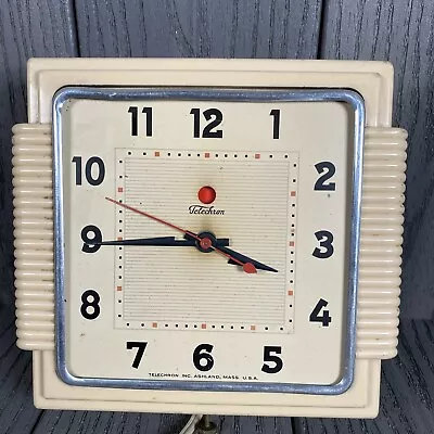Mid Century Telechron Electric Wall Clock 2H15S Ivory Tested Working Art Deco • $49.99