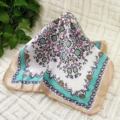 Vintage Elegant 50cm Silk Satin Feel Ladies Small Square Head/Neck Scarf 25 • $5.21