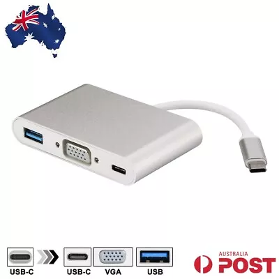 $14.95 • Buy USB 3.1 Type C To VGA USB 3.0 USB-C Multiport Charging HUB Converter Adapter AU