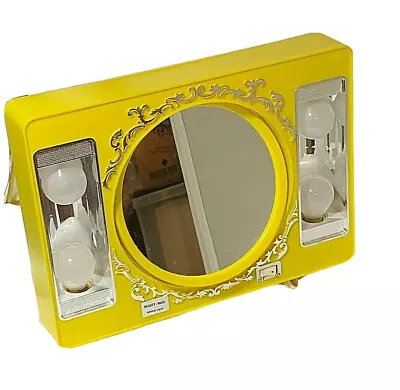 Vintage Beauty Mate Mirror Light Yellow Plastic • $39.99