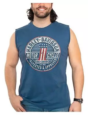 Harley-Davidson Men's Ringleader Sleeveless Cotton Muscle Shirt Ensign Blue • $25.95