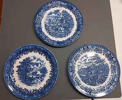 Lot Of 3 Olde Country Castles Hostess Tableware Saucers England Vintage Blue • £24.33