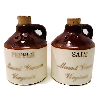 Vintage 1970’s Mount Vernon Va. Moonshine Jugs Ceramic Salt & Pepper Shaker Set • $9.95