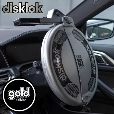 DISKLOK Gold Edition SMALL 35-38.9cm Silver Steering Wheel Anti Theft Clamp Lock • $186.49