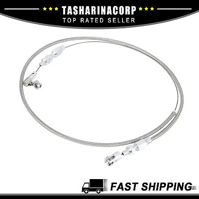 36  Universal Braided Throttle Cable Kit Swap Fuel Line Kit Stainless Steel Meta • $32.24