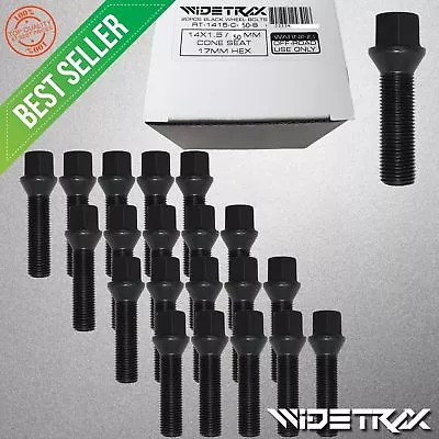 20pc 14x1.5 Black Wheel Lug Bolts Studs Locks 50mm Shank For Mercedes Audi VW • $40.37