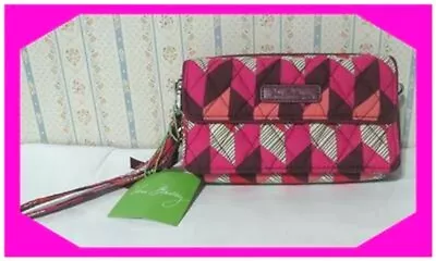 VERA BRADLEY ALL IN ONE CROSSBODY Bohemian Chevron Pink WALLET Handbag B $54 75% • $13.50