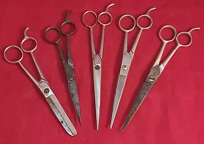 VTG Lot/5 Barber Scissors Hair Shears Solingen Dubl Duck Griffon S-A-L  WISS  -P • $24.97