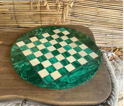 18  Inches Elevate Your Game Marble Chess Board Table Inlayed Malachite Luxury • $511.20