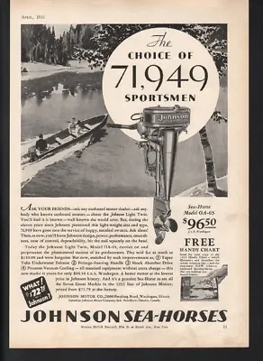1933 Johnson Boat Motor Engine Outboard Nautical Waukegan Sportsmen Sea 21058 • $28.95