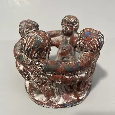 Mexico Mayan Aztec Circle Of Friends Unity Clay Sculpture Candle Holder • $24