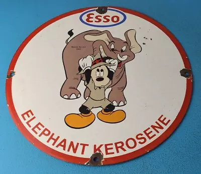 Vintage Esso Gasoline Sign - Mickey Mouse Gas Service Station Porcelain Sign • $142.37