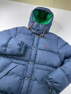 Polo Ralph Lauren Elmwood Puffer Goose Down Jacket Size Medium Navy Zip/Button • $99.99