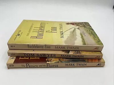 Set Of 3 VTG Mark Twain Classic Paperbacks Airmont Tom Sawyer Huckleberry Prince • $14.99