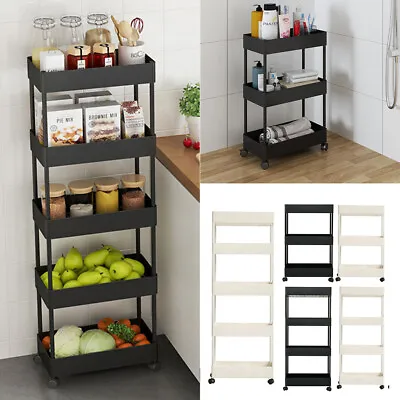 3/4/5Tier Slim Shelf Trolley Salon Beauty Storage Cart Equipment Rack Kitchen UK • £20.95