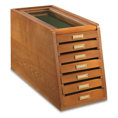 Collector'S Cabinet Display Case For Collectibles Wood 7-Drawer Storage Organiz • £110.48