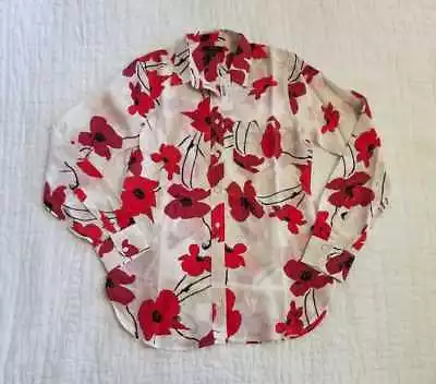 New Women's 0 2  J Crew Classic Fit Boy-shirt In Silk Poppy Print • $69.99