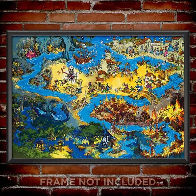 Disneyland Pirates Of The Caribbean Map Print Poster Wall Vintage Art Decor 3155 • $24.95