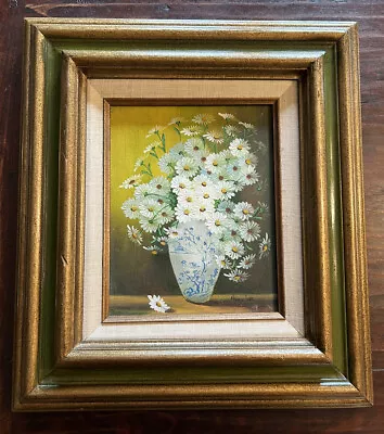 Vintage Mid Century Original Oil Painting; Daisys In Oriental Vase By Nancy Lee • $49.99