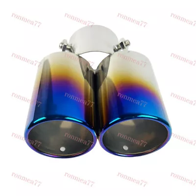 NEW Auto Blue Dual Exhaust Pipe Tailpipe Stainless Steel Tail Muffler Tip Throat • $17.91