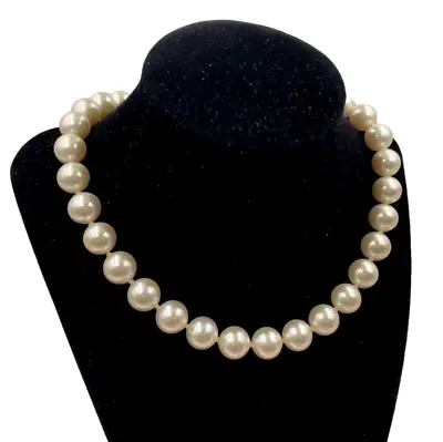 Vintage Majorica Pearl Necklace Choker Perfect Luster Never Worn Sterling S Gold • $199.99