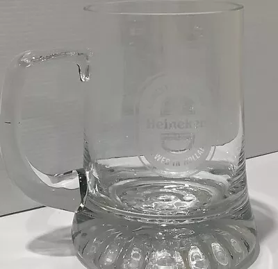 Heineken Lager Beer Quality Clear Glass Mug Elegant Heavy Base • $29.95