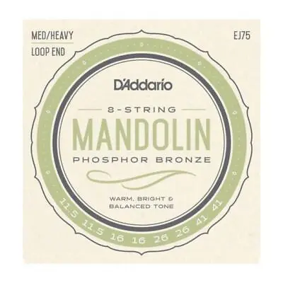 D'Addario EJ75 Mandolin Strings Phosphor Bronze Medium/Heavy 11.5-41 • $8.99