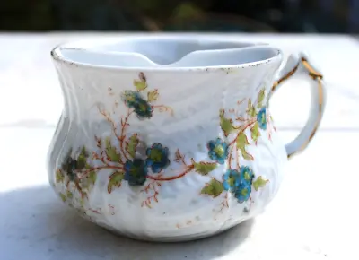 Vintage Antique Porcelain Mustache Cup  Forget Me Nots  Floral • $24.99