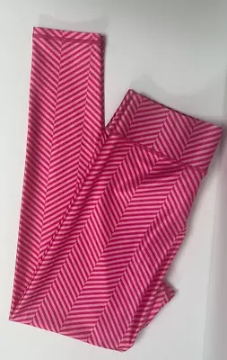 NWT Terez Women's Two Tone Pink Chevron Stripe Full Length Leggings MSRP $95 MDM • $22.95