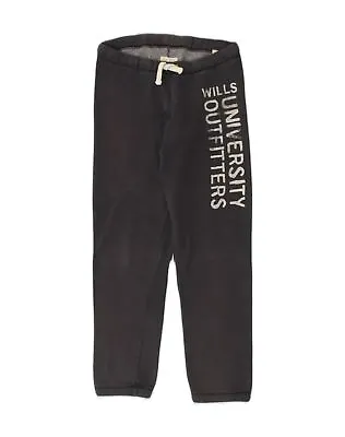 JACK WILLS Womens Graphic Tracksuit Trousers UK 10 Small Navy Blue Cotton AK36 • £11.27