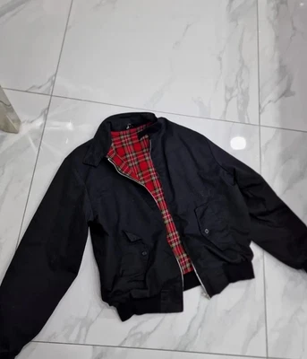 £12 • Buy Mans Size Med Classic Harrington Jacket Black & Tartan Spring Summer Retro 