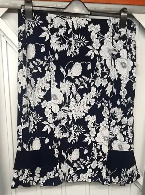 Saloos Size 18 Navy & White Floral Skirt New With Tags • £9.99