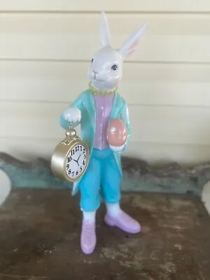 Easter Bunny Rabbit Clock Figure Decor 18” Tall Whimsical Mad Hatter • $54.99