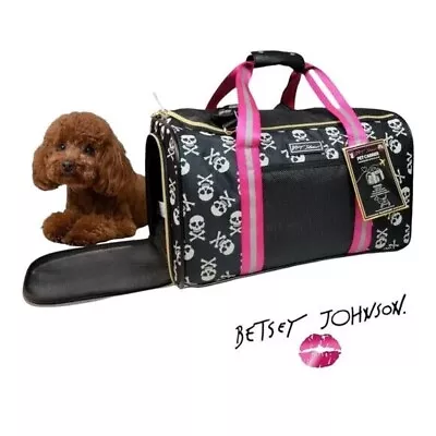 Betsey Johnson Kitsch Black Skulls Pet Carrier Small Dogs Cats Rabbits To 16 Lbs • $60