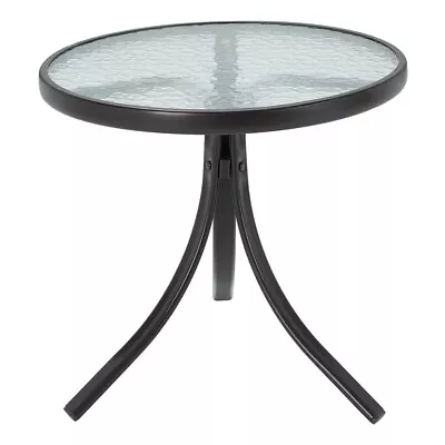 Mainstays Round Glass Side Table 20  D X 17.5”H Dark Brown Finish • $19.56