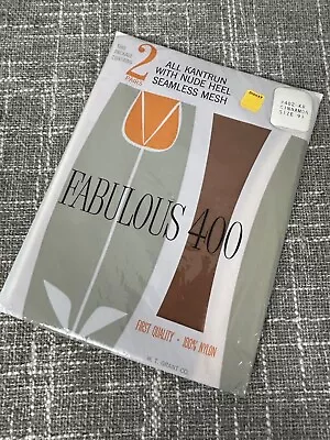 Vintage Pantyhose Cinnamon Seamless Mesh Nude Heel Sz 9.5 Hosiery Nylons 2 Pack • $30.29