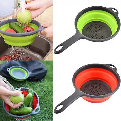 Kitchen Collapsible Colander Folding Strainer Hollow-carved Design/Dense Pores • £8.36