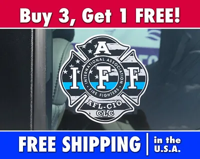 IAFF Sticker Firefighter Decal Bumper Sticker IAFF Thin Blue Line Sticker  • $3.99