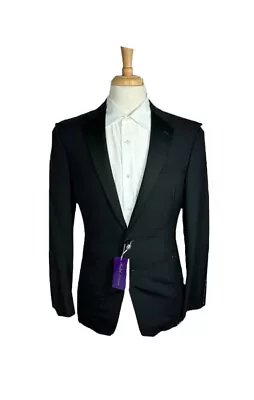 Ralph Lauren Purple Label Barathea Black Pure Wool Tuxedo Suit 38R NWT 2995$ • $750