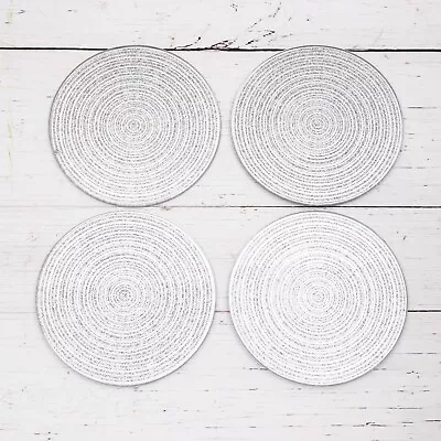 Set 2/4/6/8 Silver Round Mirror Glass Glitter Sparkle Coasters Drinks Table Mats • £7.50