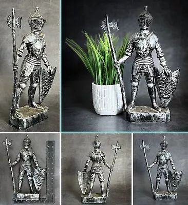 Medieval Knight In Suit Of Armour With Shield & Lance Statue Figurine Figure • £0.99