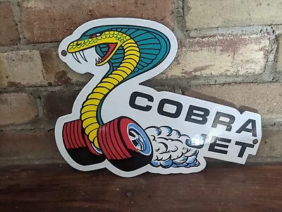 Vintage Ford Cobra Jet Dealer Porcelain Dealership Sign Die-cut 12  X 9  • $145.99