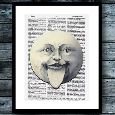 Moon Bohemian Science Steampunk Modern Art Print Vintage Dictionary Poster Decor • $8