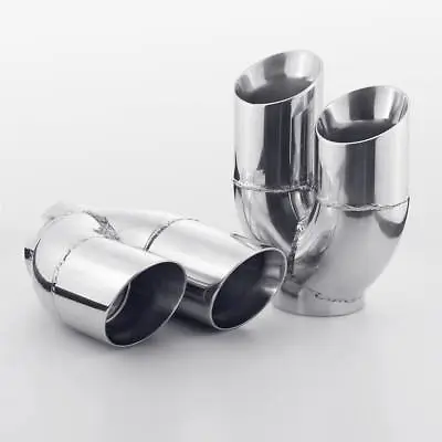 Dual Wall Exhaust Tips 3  Inlet Stainless Steel Quad 3  Out Staggered Pair 8  L • $223.26