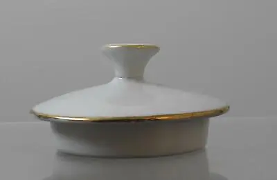 Vintage Porcelain White Teapot Cover ONLY Gold Gilt Trim About 3  Across G8 • $22.79