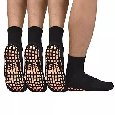 Men Non Slip Sticky Grips Socks - ELUTONG 3 Pairs Tile Wood Floors Anti-Skid Wor • $13.49